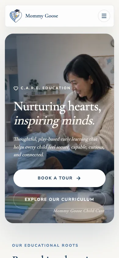 Mommy Goose Child Care — mobile homepage