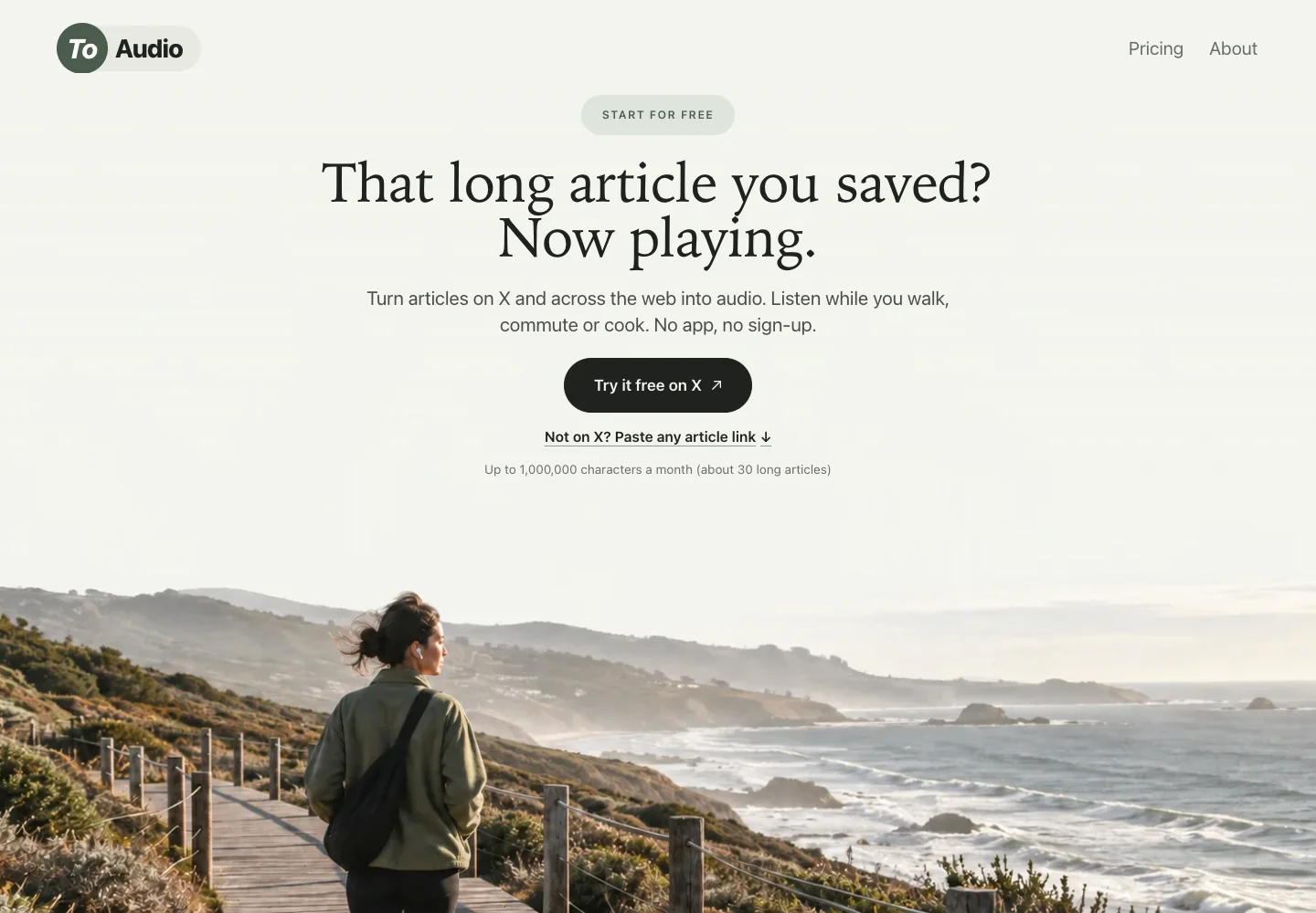 ToAudio website homepage