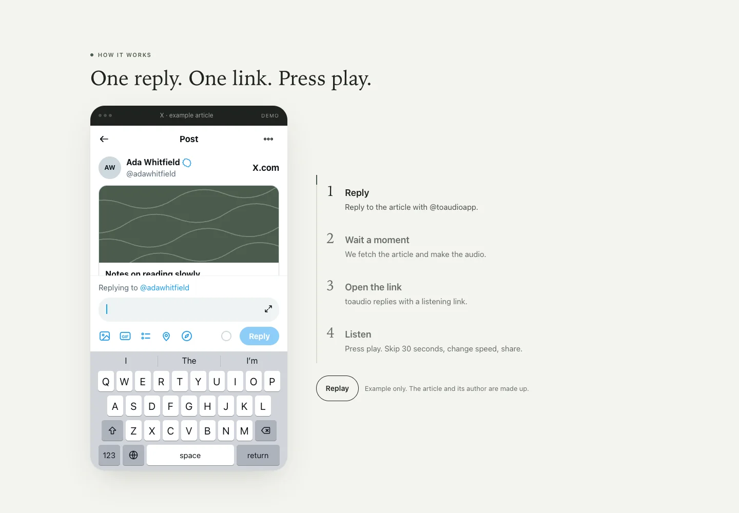 ToAudio — website content and page detail