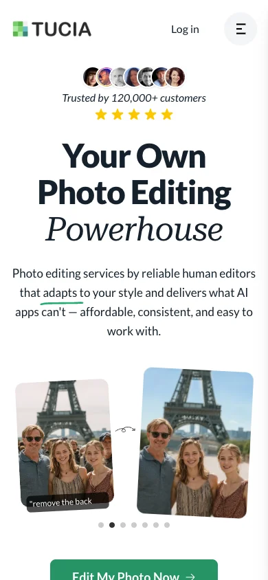 Tucia — mobile homepage